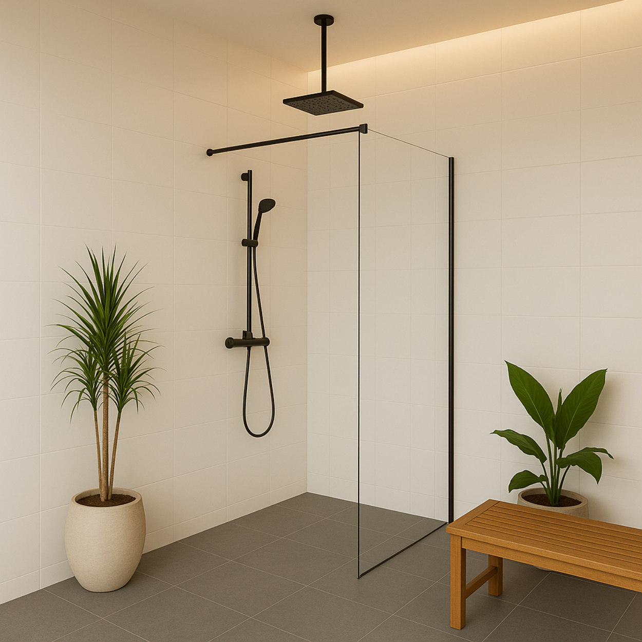 Wiesbaden Graffic Inloopdouche 10mm NANO Helder Glas / Mat Zwart